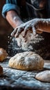 Artisan Baker Preparing Fresh Bread with Flour Dusting. Generative ai Royalty Free Stock Photo