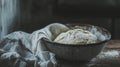 Artisan Bread Dough Rising in Rustic Bowl Royalty Free Stock Photo