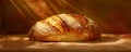 Artisan bread loaf on rustic table Royalty Free Stock Photo