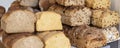 Artisan bread made from cornmeal with raisins and rye flour with raisins. Spain