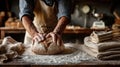 Artisan bread making in rustic kitchen for culinary inspiration and recipe development Royalty Free Stock Photo
