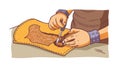 Artisan Crafting Leather Goods, Traditional Workshop Skill, vector design Generative AI Royalty Free Stock Photo
