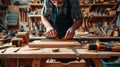 Artisan Crafting Wooden Furniture AIG41 Royalty Free Stock Photo