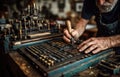 Artisan Craftsman Creating Print with Vintage Letterpress Technique Royalty Free Stock Photo