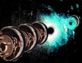 Artisan Digital Image Industrialized Metal Galaxy Space Night Sky Scene Artography