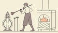 Artisan Glassblower at Work, Creative Craft and Heat Manipulation, vector design Generative AI Royalty Free Stock Photo