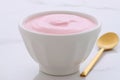 Artisan greek strawberry yogurt Royalty Free Stock Photo