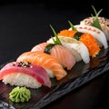 Artisan Japanese Cuisine Sushi Display Royalty Free Stock Photo