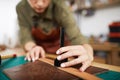 Artisan Making Leather Belt Royalty Free Stock Photo
