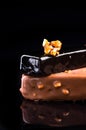 Artisan Monoportion Patisserie Dessert Cake on Black Reflective Background