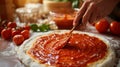 Artisan Pizza Dough and Sauce Base Royalty Free Stock Photo