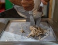 Artisan Preparing Fresh Rolled Ice Cream on Hot Plate Royalty Free Stock Photo