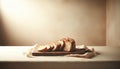 Artisan Sliced Bread on Wooden Cutting Board, AI Generated Royalty Free Stock Photo