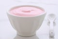 Artisan greek strawberry yogurt Royalty Free Stock Photo