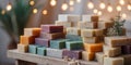 Artisan soap and natural products display. Royalty Free Stock Photo