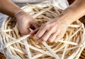 Artisan working on basketry, straw baskets. Traditional crafts. Handmade. AI Generative