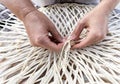 Artisan working on basketry, straw baskets. Traditional crafts. Handmade. AI generative