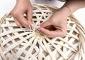 Artisan working on basketry, straw baskets. Traditional crafts. Handmade. AI Generative