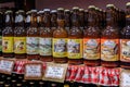 Artisanal beer from Oncle Hansi brand on display at a store, Strasbourg, France Royalty Free Stock Photo