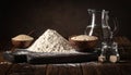 Artisanal Bread Baking Ingredients on a Rustic Table Royalty Free Stock Photo