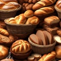 Artisanal Bread Basket: A Variety of Freshly Baked Delectable Loaves. Royalty Free Stock Photo
