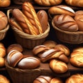 Artisanal Bread Basket: A Variety of Freshly Baked Delectable Loaves. Royalty Free Stock Photo