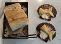 Artisanal Bread Service with Decorative Butter in Scallop Shells Royalty Free Stock Photo