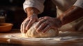 Artisanal Breadmaking. Macro Shot of Dough Kneading. Generative AI Royalty Free Stock Photo