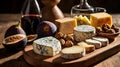 Artisanal Cheese Board with Bread and Figs Royalty Free Stock Photo