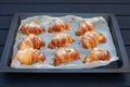 Artisanal croissants made with organic products, baked in the home kitchen