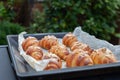 Artisanal croissants made with organic products, baked in the home kitchen