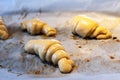 Artisanal croissants made with organic products, baked in the home kitchen