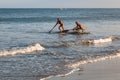 Artisanal fishermen in their raft