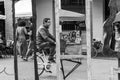 Artisanal market , mirrors on the street with people reflection