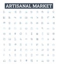 Artisanal market vector line icons set. artisanal, market, artisan, produce, handmade, local, farmers illustration Royalty Free Stock Photo