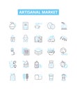 Artisanal market vector line icons set. artisanal, market, artisan, produce, handmade, local, farmers illustration Royalty Free Stock Photo