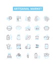 Artisanal market vector line icons set. artisanal, market, artisan, produce, handmade, local, farmers illustration Royalty Free Stock Photo