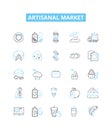 Artisanal market vector line icons set. artisanal, market, artisan, produce, handmade, local, farmers illustration Royalty Free Stock Photo