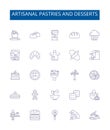 Artisanal pastries and desserts line icons signs set. Design collection of Confections, Pastries, Desserts, Artisanal