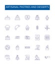Artisanal pastries and desserts line icons signs set. Design collection of Confections, Pastries, Desserts, Artisanal