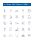 Artisanal pastries and desserts line icons signs set. Design collection of Confections, Pastries, Desserts, Artisanal