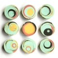 Artisanal round shaped handmade soap in 3 by 3 arrangement