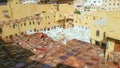 Artisanal tannery in the old medina of Fez Royalty Free Stock Photo