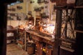 An artisans workshop in Dubrovnik by night