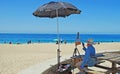 Artist at Aliso Beach in Laguna Beach, California. Royalty Free Stock Photo