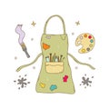 Artist apron. Pocket with brushes, pencils, paint tube. Vector Royalty Free Stock Photo