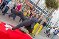 Artist in business suit with telephone during the world championships living statues in Arnhem Royalty Free Stock Photo