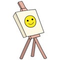 Artist canvas with funny pictures. doodle icon drawing
