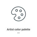 Artist color palette outline vector icon. Thin line black artist color palette icon, flat vector simple element illustration from Royalty Free Stock Photo