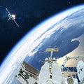 Artist creative edit composite depicting activities on ISS